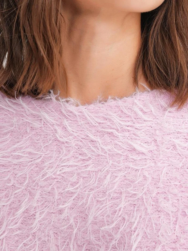 Mixray Powder Pink Mixray Soft Plush Textured Knit Sweater for Women | Best Price UAE