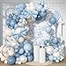 Froova Dusty Blue Balloon Garland Arch Kit 107PCS Dusty Fog Blue and White Balloons with Bow Balloon Decor for Coquette Birthday Baby Bridal Shower Wedding Party Decorations - Image 2