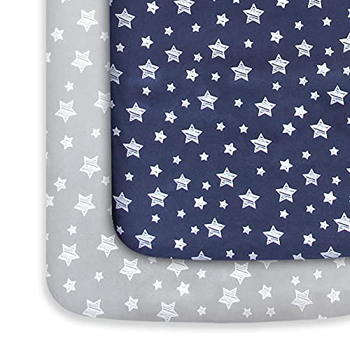 Pack and Play Sheets Boy Mini Crib Sheets Boy Stretchy Pack n Play Playard Fitted Sheet Compatible with Graco Pack n Play Soft and Breathable Material Grey Navy