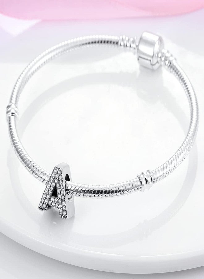 MULA 925 Sterling Silver Charms for Bracelets and Necklaces A-Z Alphabet Beads Dangle Pendants with 5A Cubic Zirconia Jewelry for Women - Image 2