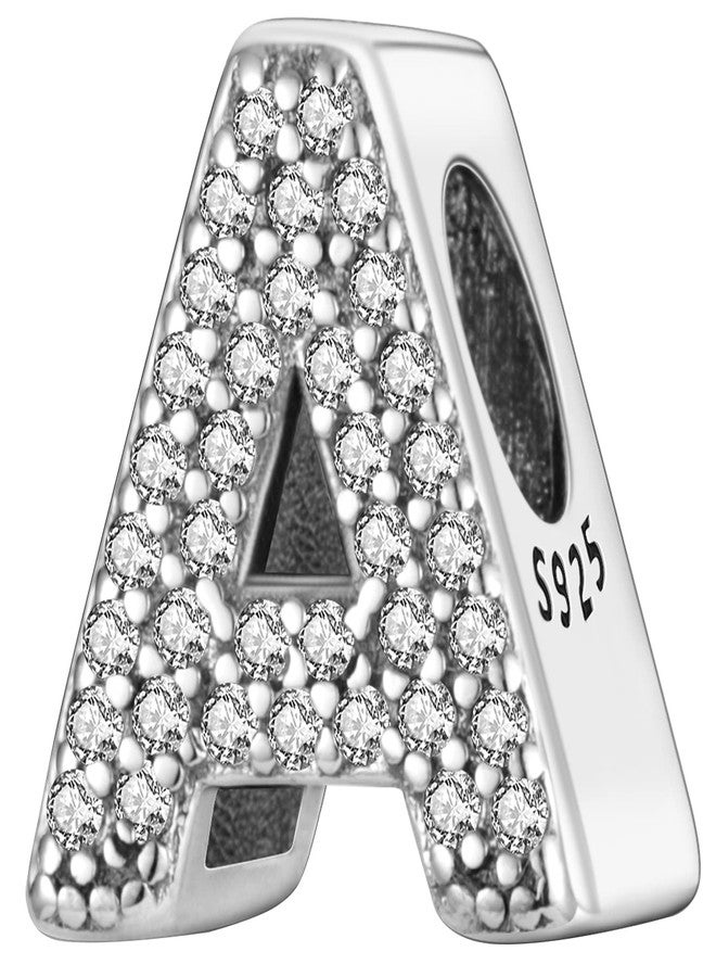 MULA 925 Sterling Silver Charms for Bracelets and Necklaces A-Z Alphabet Beads Dangle Pendants with 5A Cubic Zirconia Jewelry for Women - Image 1