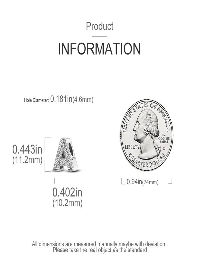 MULA 925 Sterling Silver Charms for Bracelets and Necklaces A-Z Alphabet Beads Dangle Pendants with 5A Cubic Zirconia Jewelry for Women - Image 4