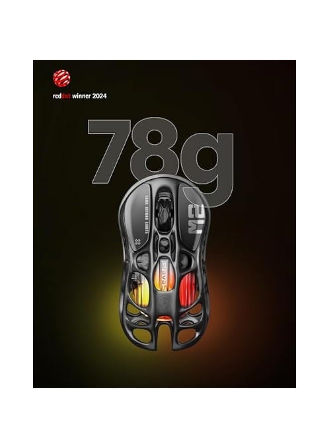 Mercury M2 Wireless Gaming Mouse with 26,000 DPI, PAW3395DM Sensor -79g Lightweight Hollowed-Out Design -5 Programmable ons -5 Dynamic Lightsync RGB - Stealth Black - Image 4