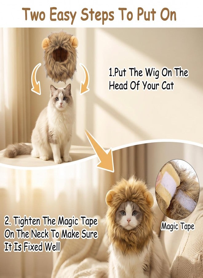 HaiFafafaing Lion Mane Wig for Cats- Funny Pet Cat Halloween Costumes Adjustable - Image 5