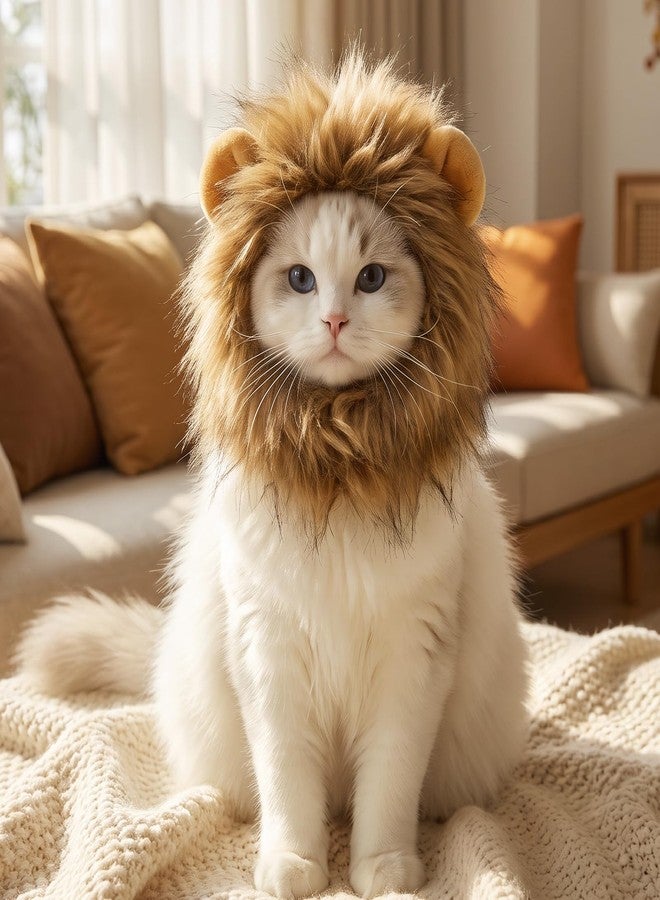 HaiFafafaing Lion Mane Wig for Cats- Funny Pet Cat Halloween Costumes Adjustable - Image 1