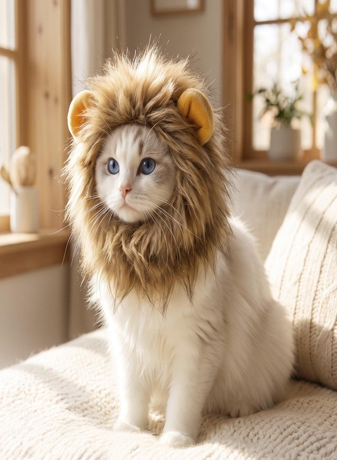 HaiFafafaing Lion Mane Wig for Cats- Funny Pet Cat Halloween Costumes Adjustable - Image 4