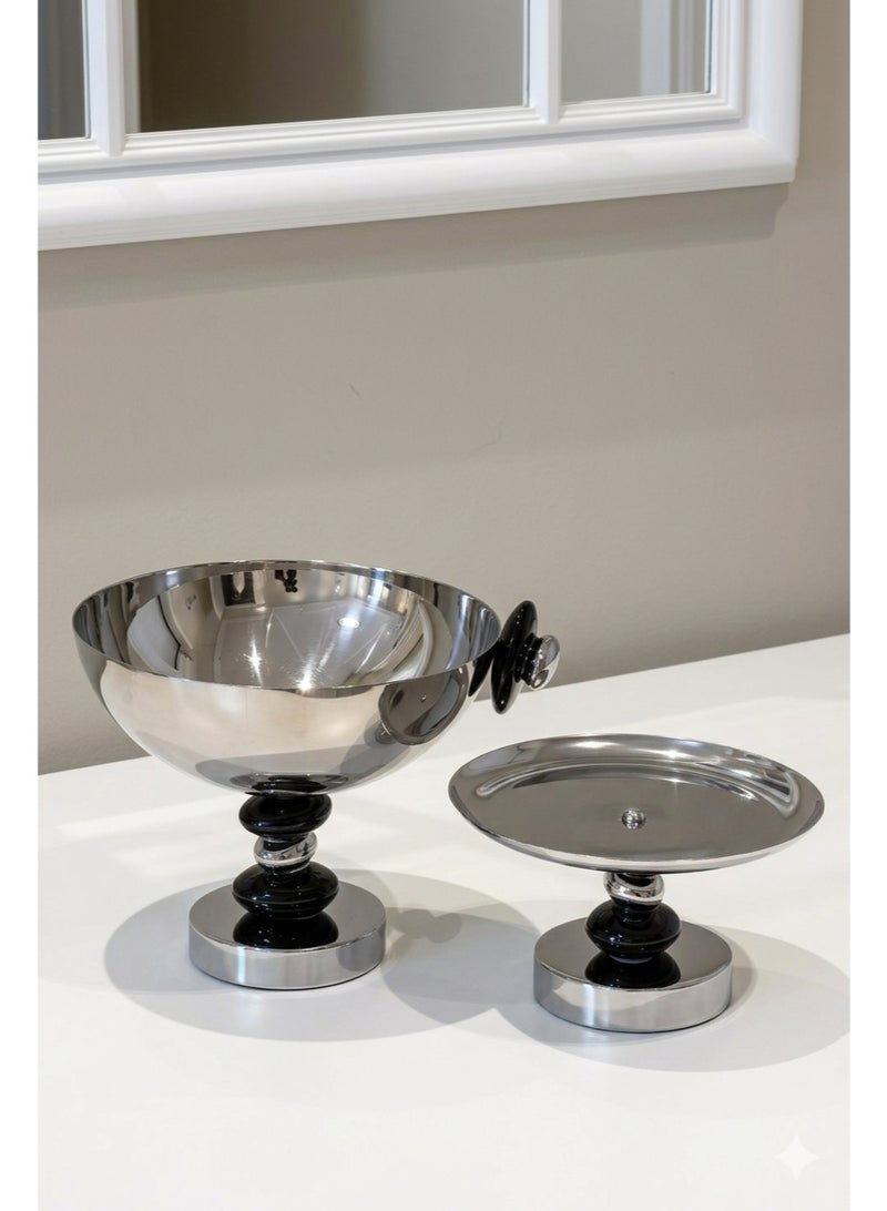 A set of multi-use dessert and fruit serving dishes with an elegant design, two pieces - Image 1