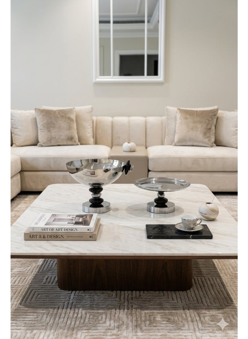 A set of multi-use dessert and fruit serving dishes with an elegant design, two pieces - Image 2