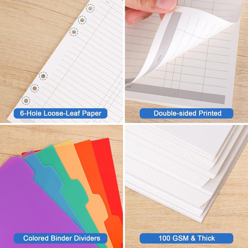 Antner A5 Finance Refill Paper Planner Refills, 135 Sheets 6-Hole Finance Records Loose Leaf Filler Paper with Binder Dividers for A5 6-Ring Budget Binder, Refillable Notebook, Accounting Book Inserts - Image 3