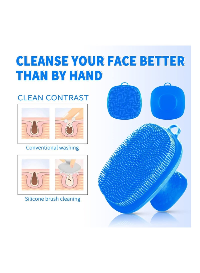 SYOSI Silicone Face Scrubber Facial Cleansing Brush Wash Manual Waterproof Skin Care Brushes for and Exfoliating Blue - Image 2