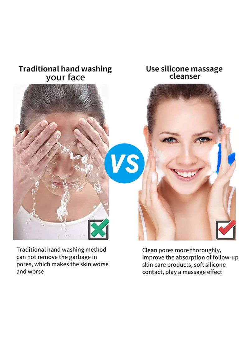 SYOSI Silicone Face Scrubber Facial Cleansing Brush Wash Manual Waterproof Skin Care Brushes for and Exfoliating Blue - Image 4