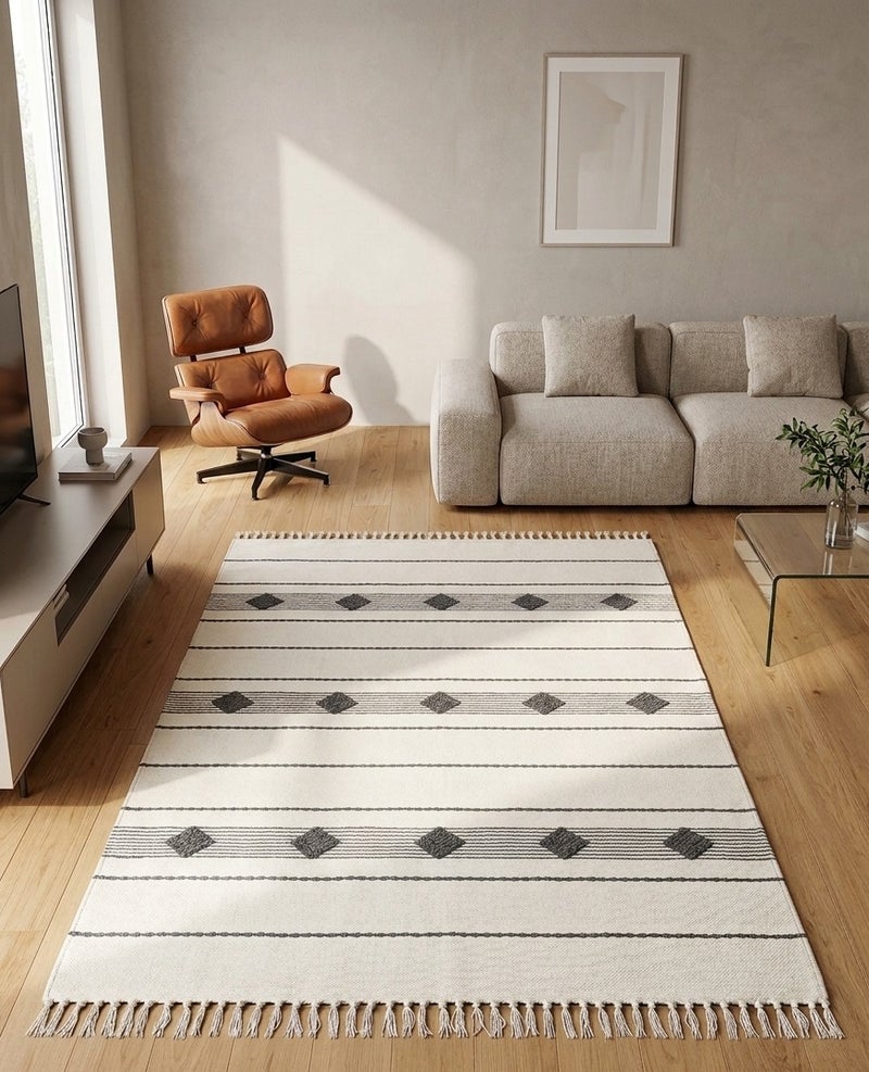 سجادة كليم يدوي فاخرة من القطن الطبيعي – تصميم بوهيمي عصري – 138×140 سم - Image 3