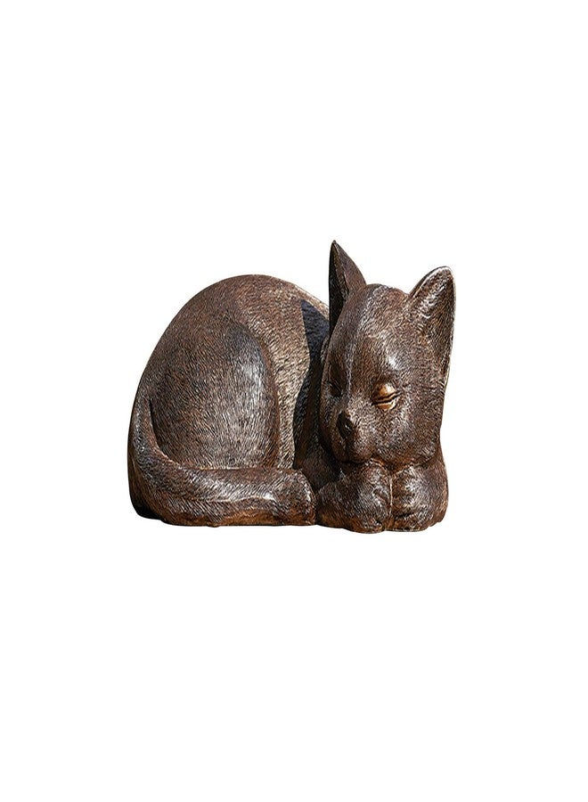 Roman Sleeping Cat Bronze Finish Indoor/Outdoor Decorative Stone Statue - Image 1