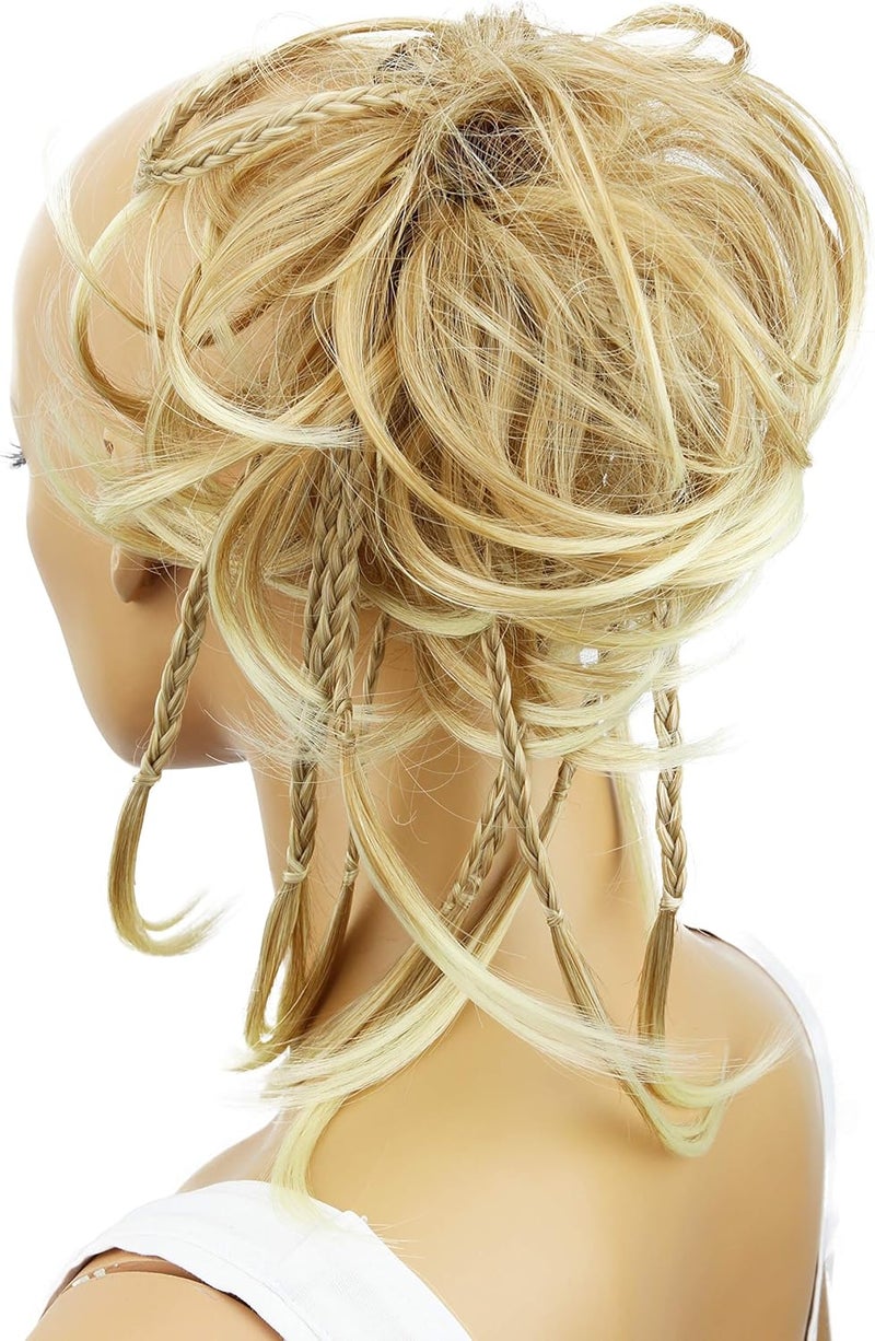 CAISHA XXL Scrunchie Messy Bun Hairpiece Braided Updo Slightly Wavy Voluminous Blond Mix G11D