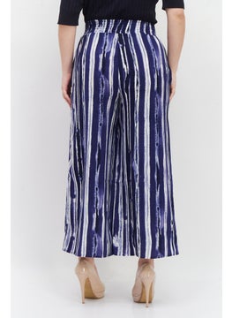 French Connection Women Regular Fit Tie Dye Palazzo Pants, Navy Blue Combo  - Image 4