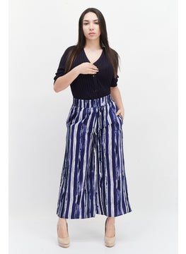 French Connection Women Regular Fit Tie Dye Palazzo Pants, Navy Blue Combo  - Image 2