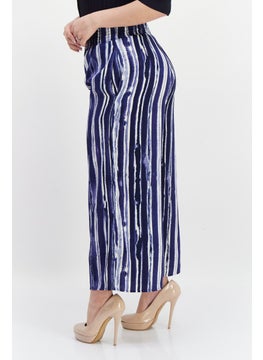 French Connection Women Regular Fit Tie Dye Palazzo Pants, Navy Blue Combo  - Image 3