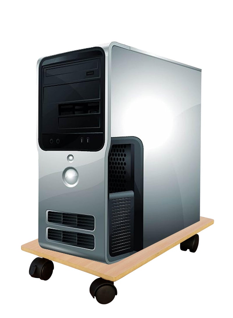 HOMECUTE Heavy Duty Wooden CPU Trolley, Computer Tower Stand for Home & Office with 4 Caster Wheels-6 X 10 Inch (Beige) - Image 5