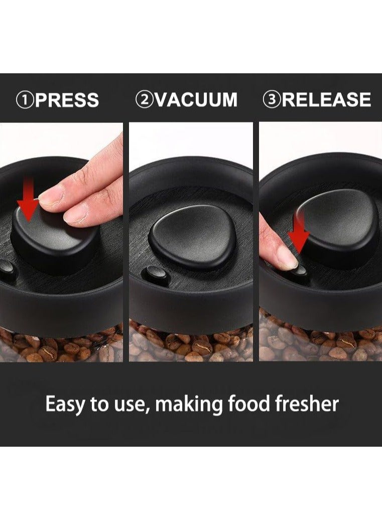 Jolley Coffee bean storage container, kitchen storage cabinet sealed glass jar set, with vacuum valve cover, suitable for vacuum preservation of tea, sugar, biscuits, spices, dry food, etc. - Image 3