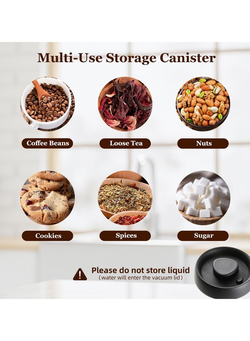 Jolley Coffee bean storage container, kitchen storage cabinet sealed glass jar set, with vacuum valve cover, suitable for vacuum preservation of tea, sugar, biscuits, spices, dry food, etc. - Image 4