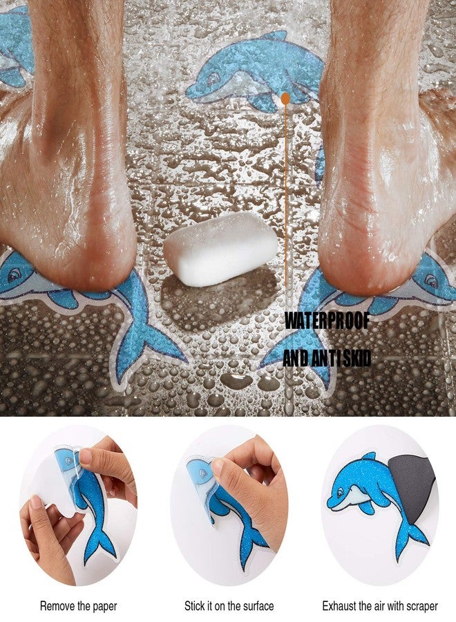 Secopad Non Slip Dolphin Bathtub Stickers, 20 PCS Adhesive Kids Anti Slip Decal Treads for Shower and Bath Tub with Premium Scraper - Image 3