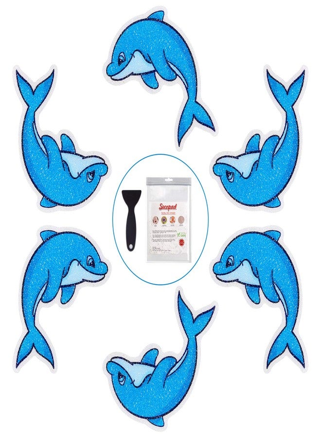 Secopad Non Slip Dolphin Bathtub Stickers, 20 PCS Adhesive Kids Anti Slip Decal Treads for Shower and Bath Tub with Premium Scraper - Image 1