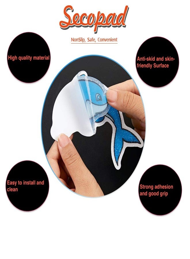 Secopad Non Slip Dolphin Bathtub Stickers, 20 PCS Adhesive Kids Anti Slip Decal Treads for Shower and Bath Tub with Premium Scraper - Image 2