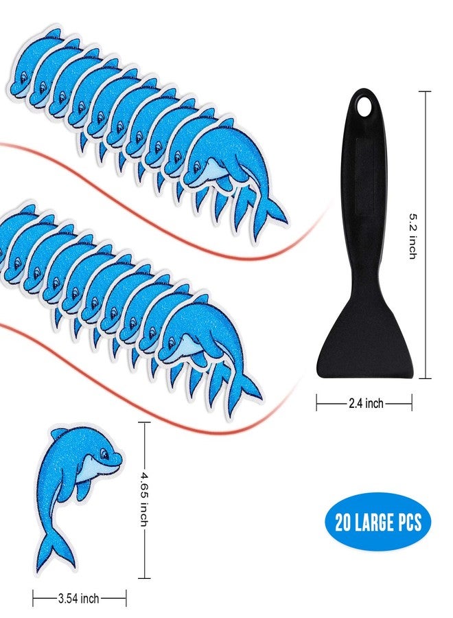 Secopad Non Slip Dolphin Bathtub Stickers, 20 PCS Adhesive Kids Anti Slip Decal Treads for Shower and Bath Tub with Premium Scraper - Image 4