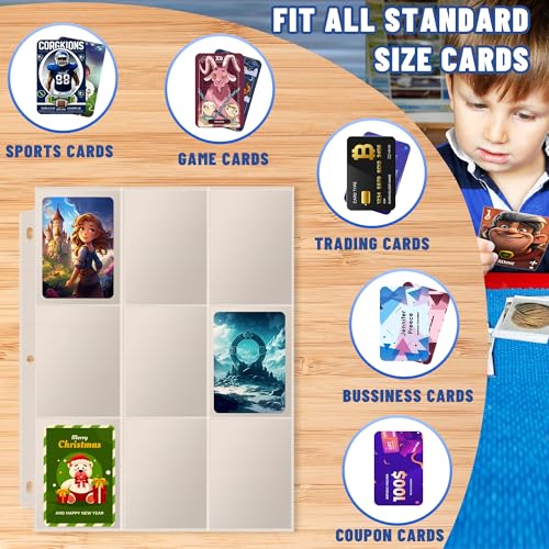 Kitoyz 900 Pockets Baseball Sleeves - Double Side 9-Pocket Trading Card Binder Sleeves Page Protectors Sheet Fits 3 Ring Binder for Game, Sports, Coupons, Business Cards - Image 3