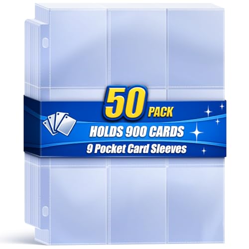 Kitoyz 900 Pockets Baseball Sleeves - Double Side 9-Pocket Trading Card Binder Sleeves Page Protectors Sheet Fits 3 Ring Binder for Game, Sports, Coupons, Business Cards - Image 1