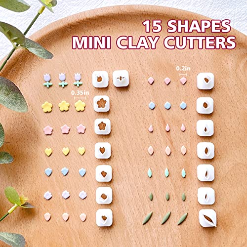 Keoker Mini Polymer Clay Cutters - 15 Shapes Mini Flower Polymer Clay Cutters for Earrings Making, Leaf Clay Earring Cutter Set, Clay Cutters for Polymer Clay Jewelry - Image 2
