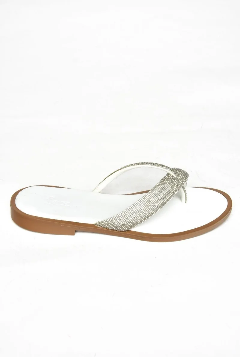 Fox Shoes S250050109 White Stone Flip Flops Women's Slippers