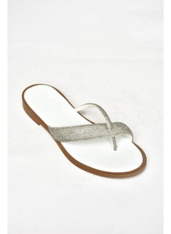 Fox Shoes S250050109 White Stone Flip Flops Women's Slippers  - Image 1
