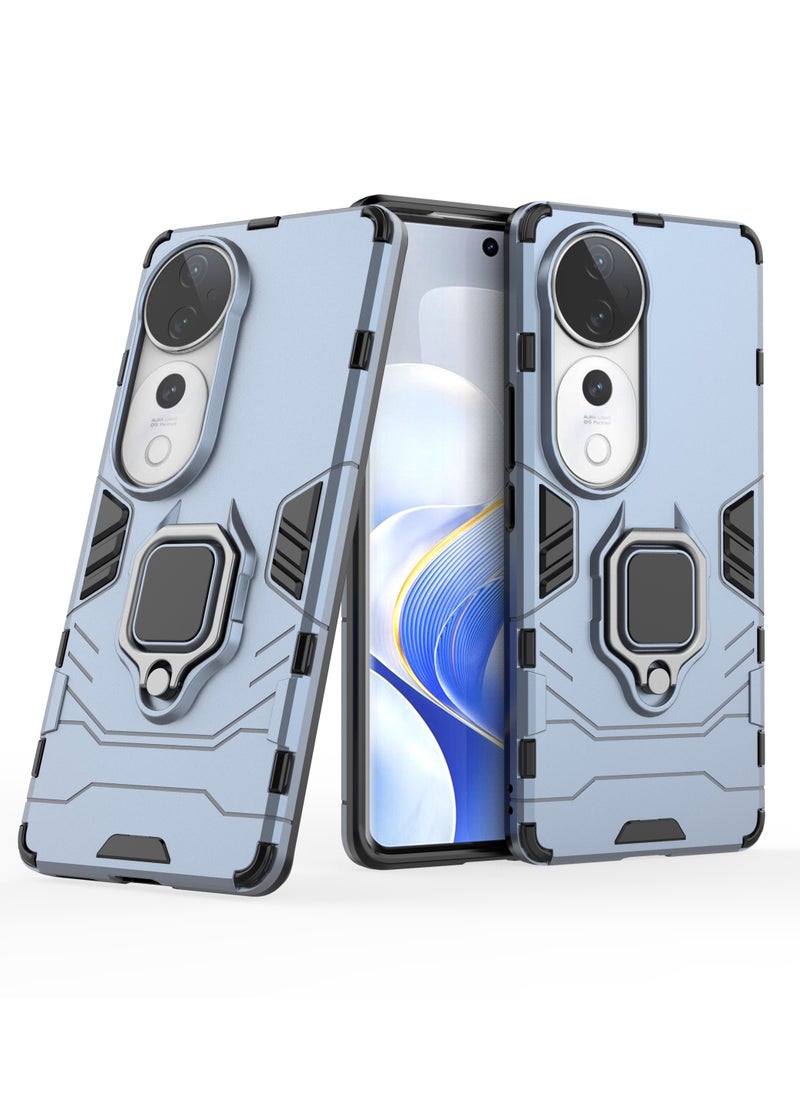 Youque - Case for Vivo V40 Shockproof Armor Protective Heavy Duty Shockproof Phone Case Cover with Kickstand, Blue - Image 1