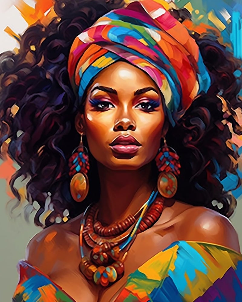 Tucocoo Paint by Number African Women Graffiti Portrait DIY Painting on Canvas with Brushes Acrylic Paints Afro Black Women Paint by Numbers for Adults and Kids Student Beginner 16x20 InchFrameless - Image 1