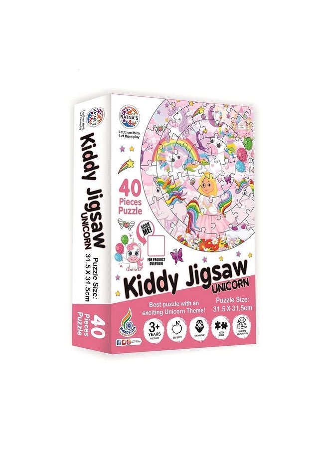 RATNA'S Kiddy Round Jigsaw Puzzle for Kids|40 Pieces Puzzle|31.5 cms Diameter (Unicorn) - Image 1