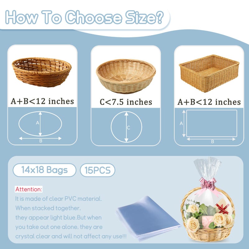 Yeumk 15PCS Shrink Wrap Bags for Gift Baskets Clear Cellophane PVC Heat Shrink Bags for Gift Wrapping (14x18in-15pcs) - Image 3