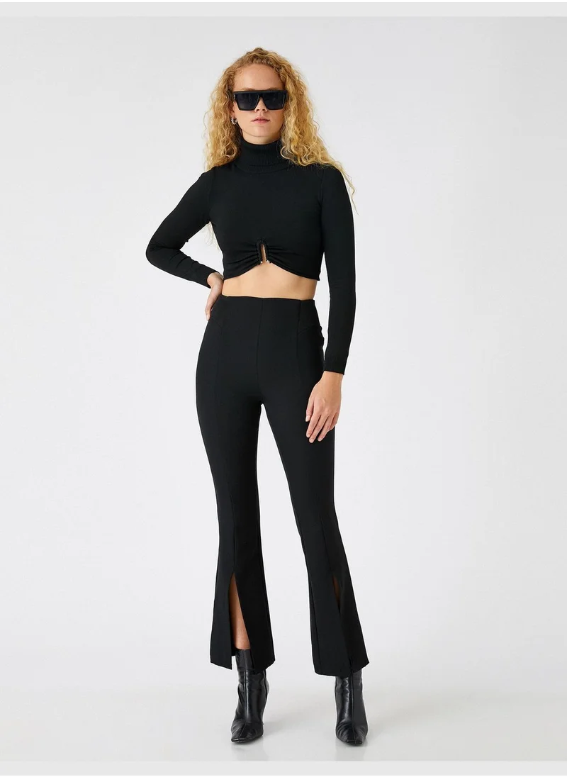 كوتون Crop Flare Trousers Slit Detail