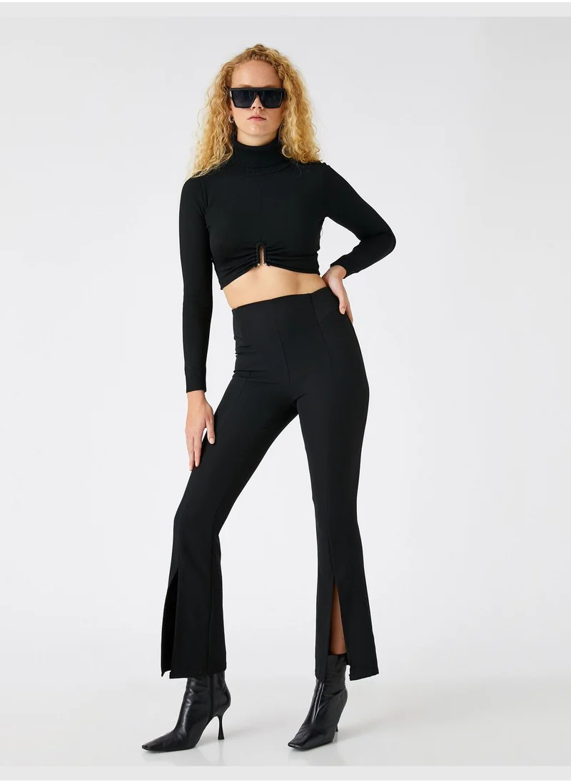 كوتون Crop Flare Trousers Slit Detail