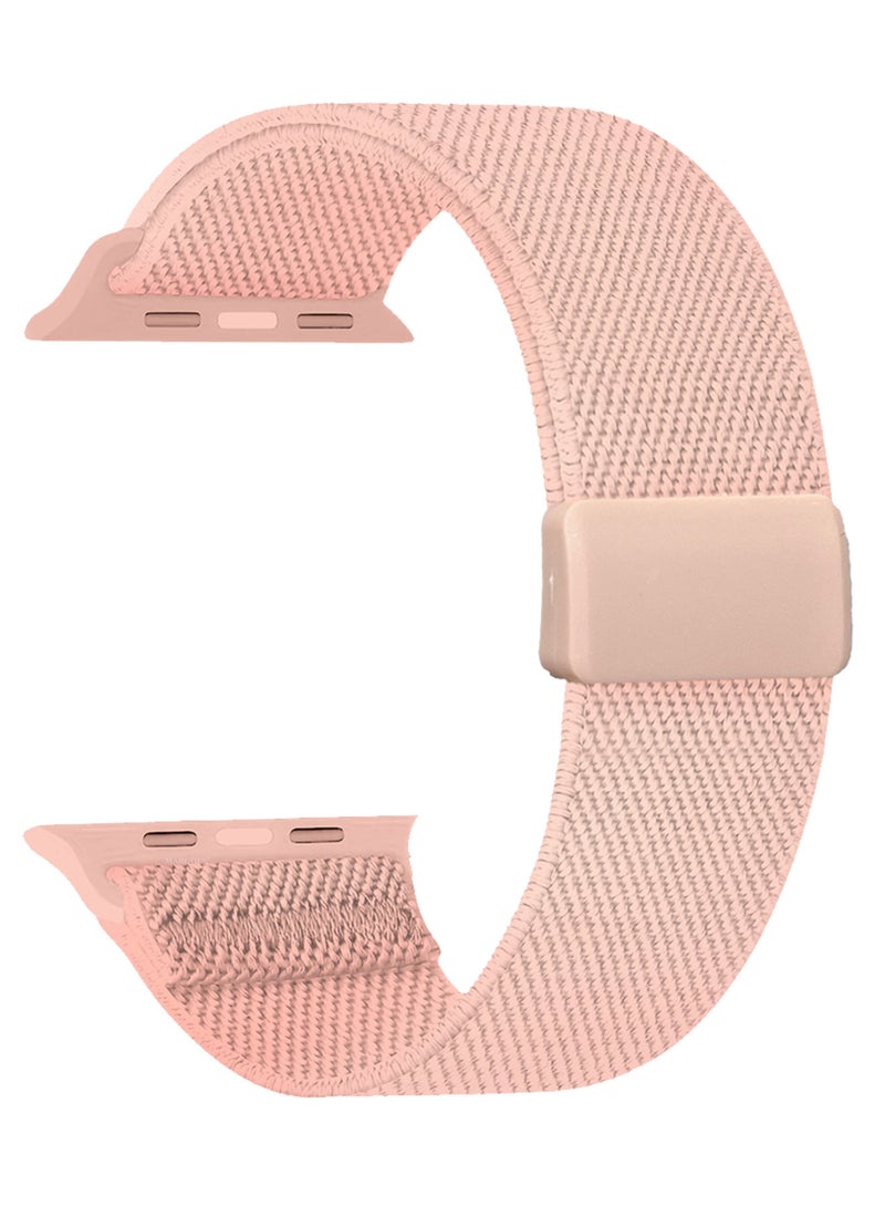Magnetic Clasp Band for Apple Watch 49mm 45mm 44mm 42mm (Series 1-3), Nylon Elastic Stretchy Strap Compatible with iWatch Series Ultra 10-1 - Peach - Image 1