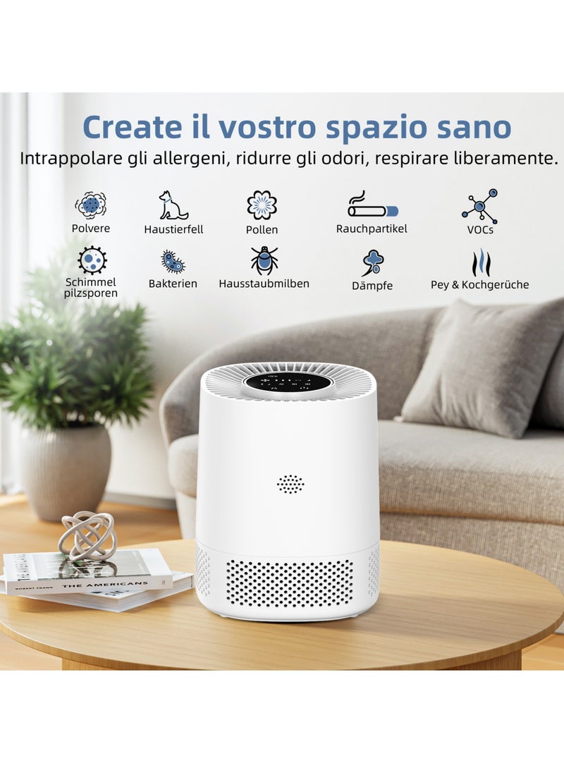ET-LIFE - Smart Air Purifier for Home Bedroom, H13 HEPA Air Filter with Real Time Air Quality Sensor, Removes 99.97% Pollen Allergies Dust Odours, Alexa Enabled Air Cleaner with Quiet Auto Mode - Image 1