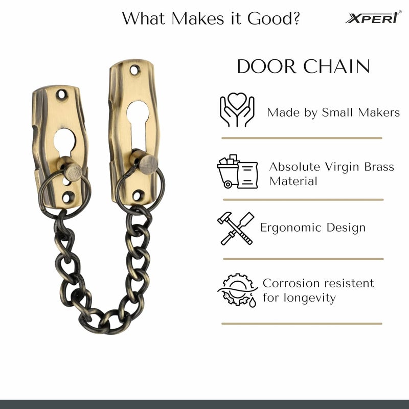 Xpert Door Chain - 165 Brass by , 1 Pc, Works with Chain Lock for Door, and Door Lock, Goes Door Locks for Main Door, Door Chain Lock for Main Door, and Safety Lock for Door, Inside Main Door Locks. - Image 2