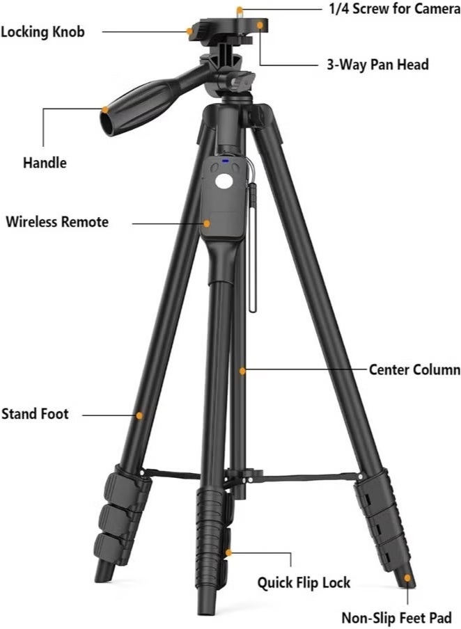 PLOKAMA PK-9970 Adjustable Tripod Stand 1900mm for Mobile Phone & Camera with Bluetooth Remote | Lightweight, Foldable, Universal Mount | Photography & Vlogging Tripod - Image 3