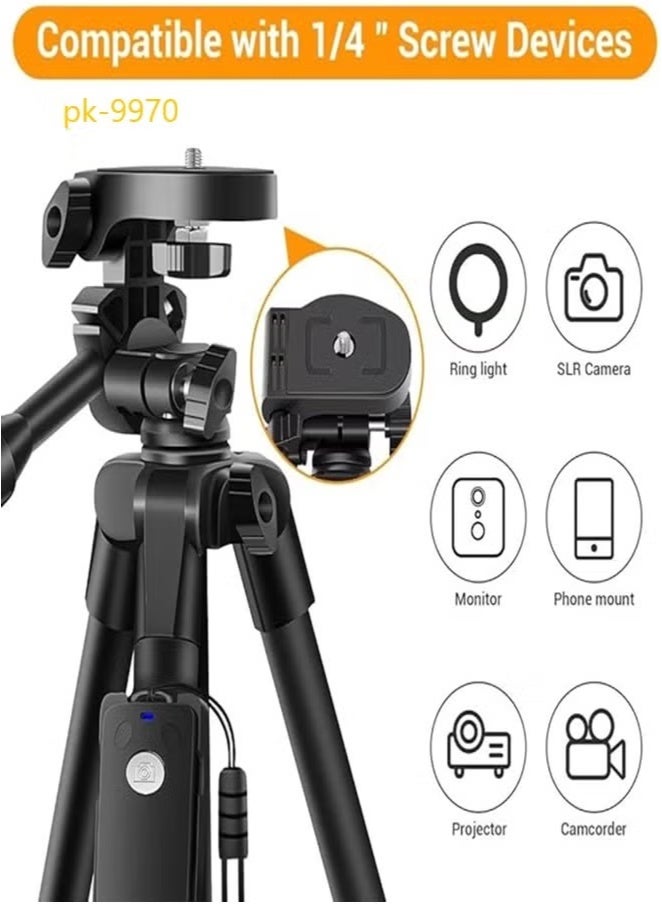 PLOKAMA PK-9970 Adjustable Tripod Stand 1900mm for Mobile Phone & Camera with Bluetooth Remote | Lightweight, Foldable, Universal Mount | Photography & Vlogging Tripod - Image 5