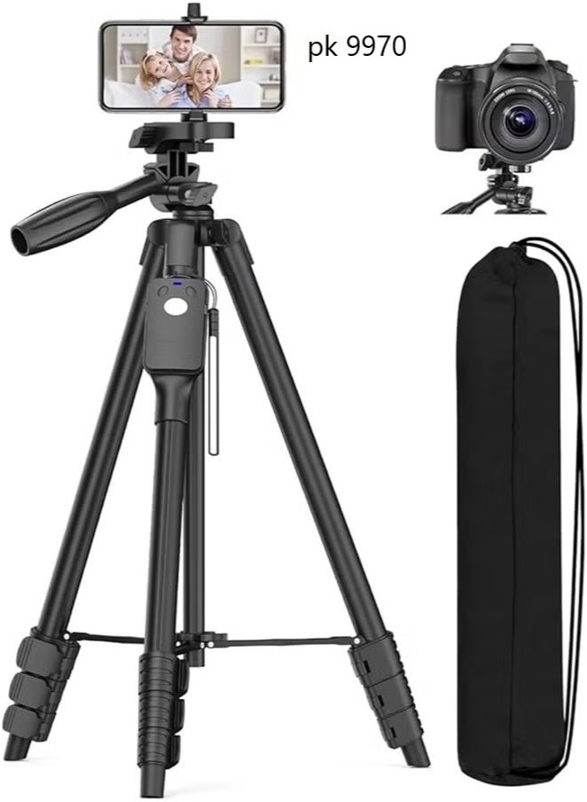 PLOKAMA PK-9970 Adjustable Tripod Stand 1900mm for Mobile Phone & Camera with Bluetooth Remote | Lightweight, Foldable, Universal Mount | Photography & Vlogging Tripod - Image 1