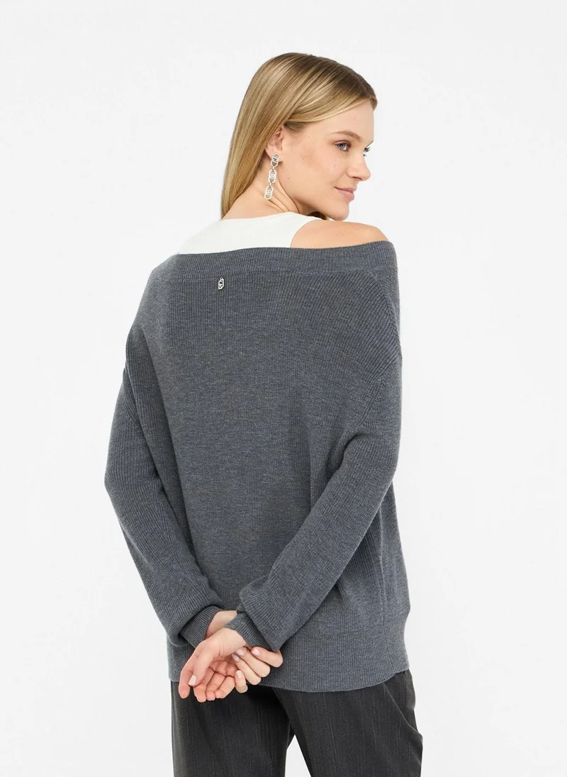 ليو جو كنزة مطرزة بالجواهر