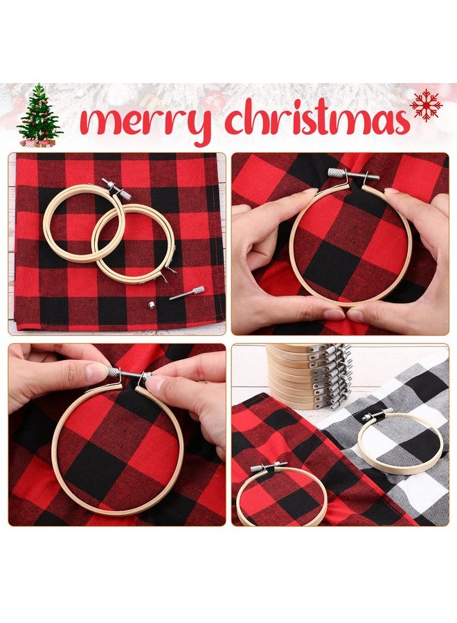Hoteam Hoteam 48 Pcs Small Embroidery Hoop Bulk Tiny Wooden Round Hoops Bamboo Sewing Hoop Circle Cross Stitch Embroidery Hoop for Craft Art Handy Sewing Home Ornaments Christmas Decoration (4 Inch)  - Image 4