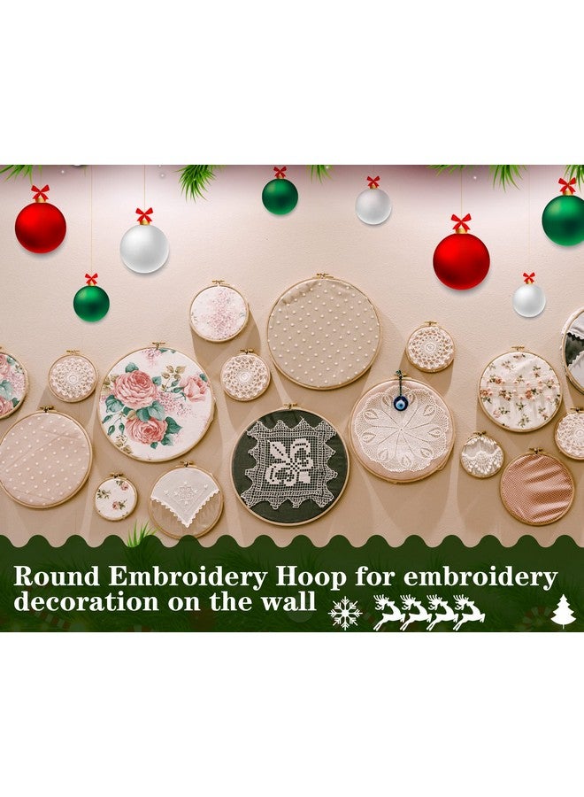 Hoteam Hoteam 48 Pcs Small Embroidery Hoop Bulk Tiny Wooden Round Hoops Bamboo Sewing Hoop Circle Cross Stitch Embroidery Hoop for Craft Art Handy Sewing Home Ornaments Christmas Decoration (4 Inch)  - Image 3