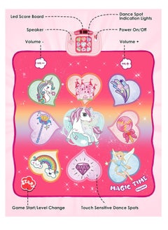 Generic Unicorn Dance Mat Toys, Dance Musical Play Mat with 5 Game Modes& 8 Built-in Songs, Play Mat with LED Lights, Adjustable Volume, Suitable for 3 -6+ Year Old Girl Kid  - Image 5