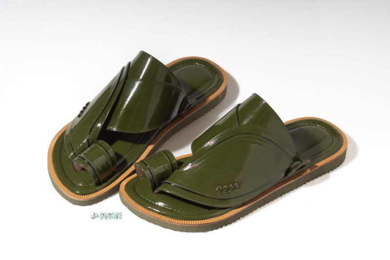 Eastern Sandal Zubairiya Naal | Made in Saudi Arabia | Royal Green Leather - Image 1